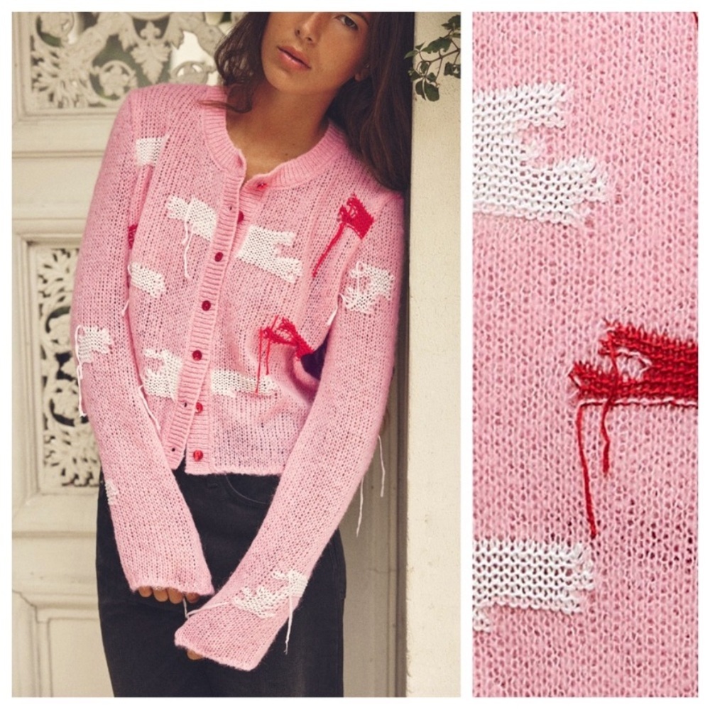 Zara Knit Cardigan Pink Small